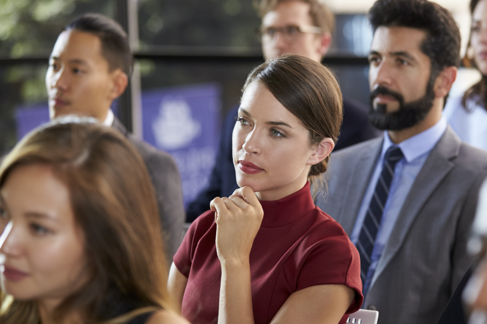 Audience At A Business Seminar Listening To A Speaker