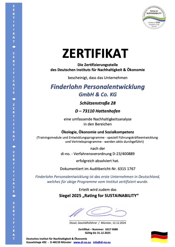 ZERTIFIKAT Finderlohn 2025